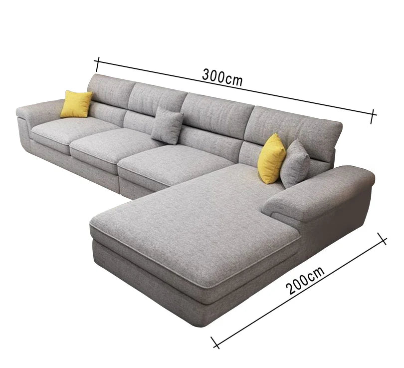 L-shaped sofa, light gray