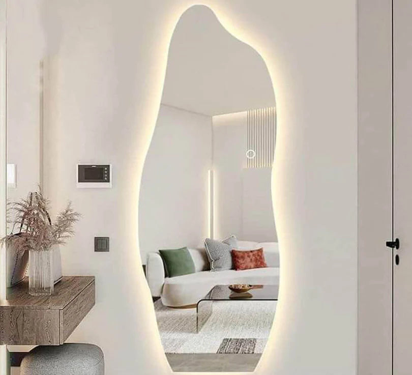 LED mirror, stylish zigzag frame for modern spaces
