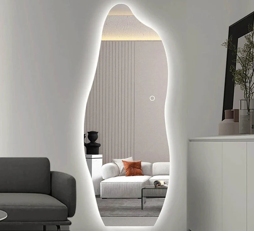 LED mirror, stylish zigzag frame for modern spaces