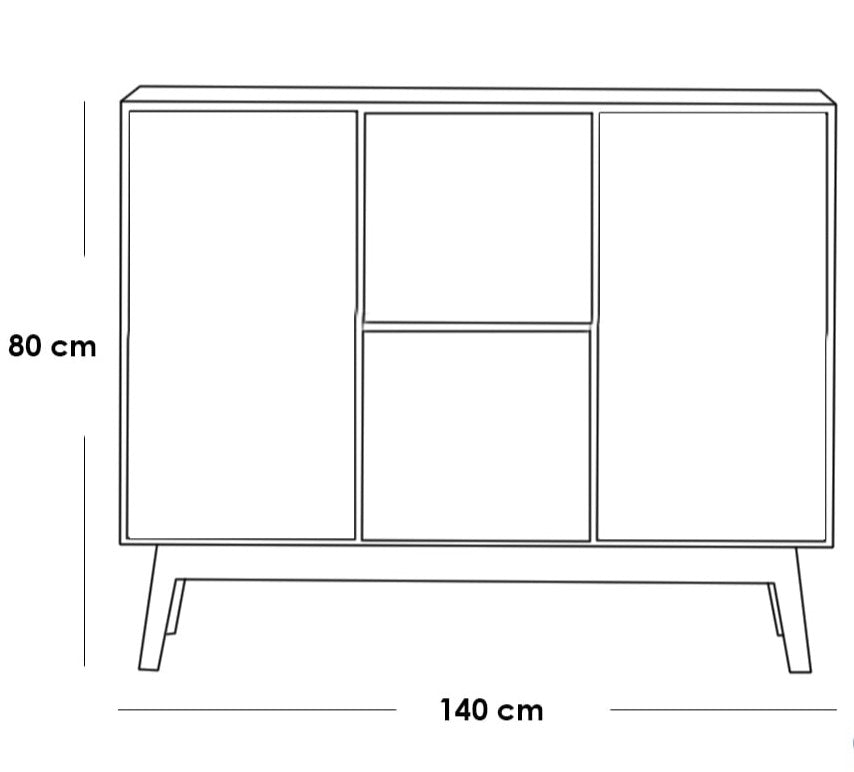 White and beige MDF buffet - 80×140×40 cm