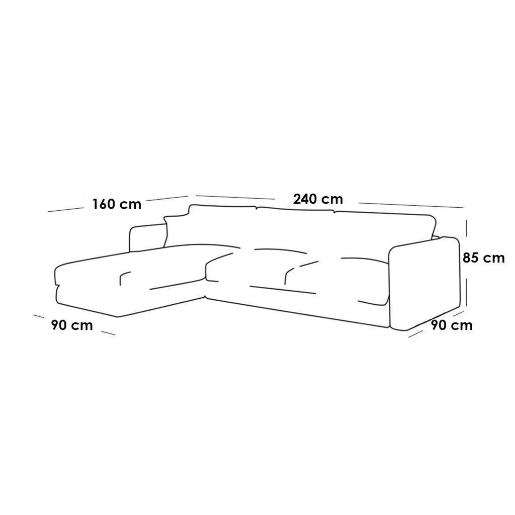 Linen and Beech Wood L Shape Sofa Bed - Grey