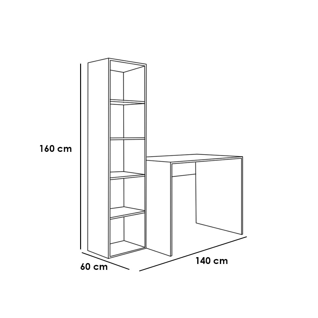Counter wood Desk White - 160x140x60 cm