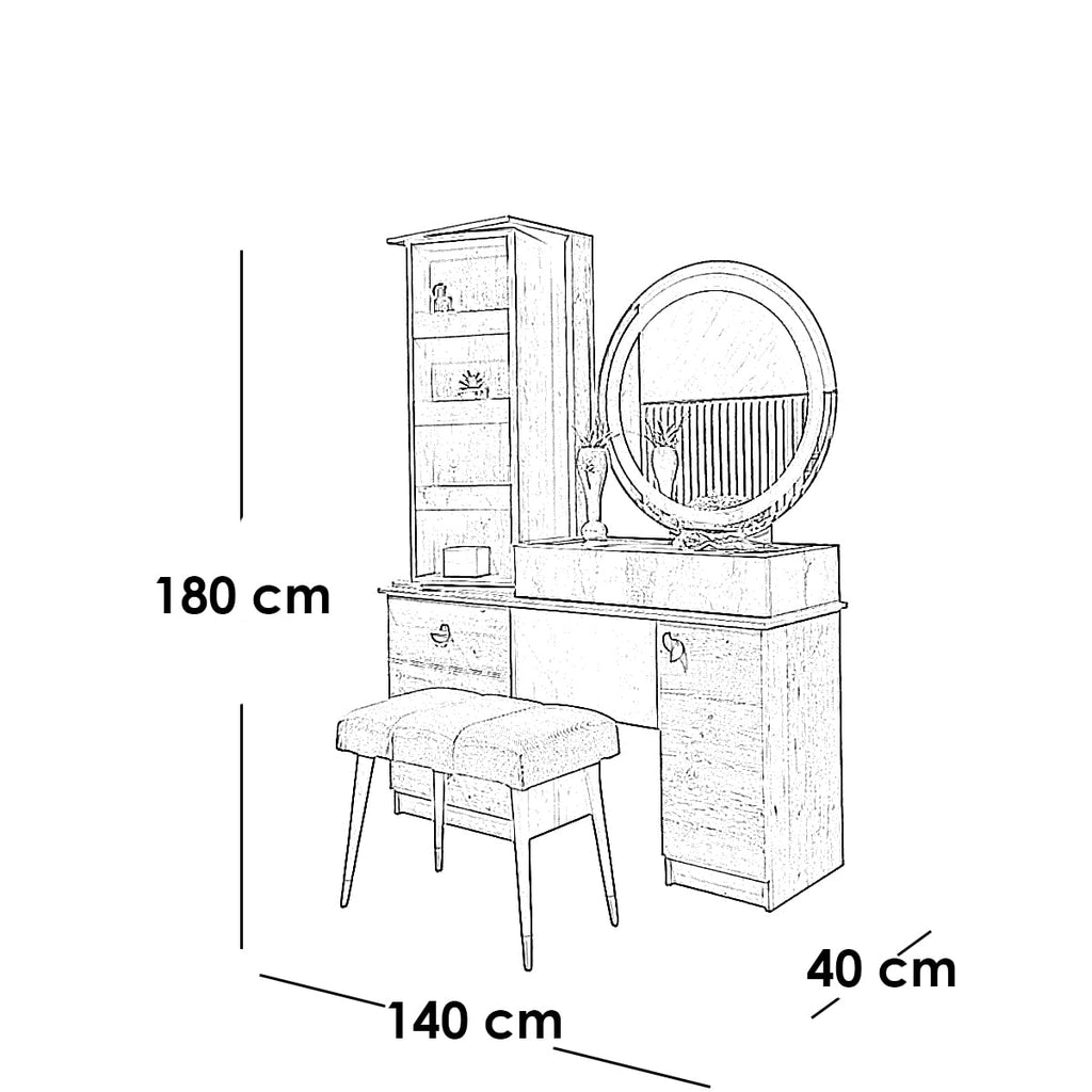 6-piece counter good wood bedroom set - off-white and black