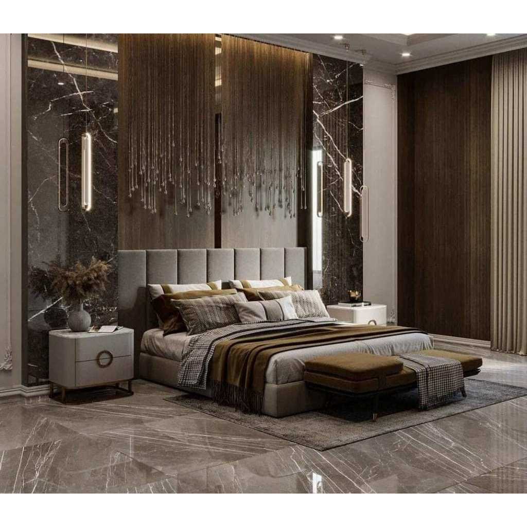 King size bed, plywood, 160×200×120 cm - Beige