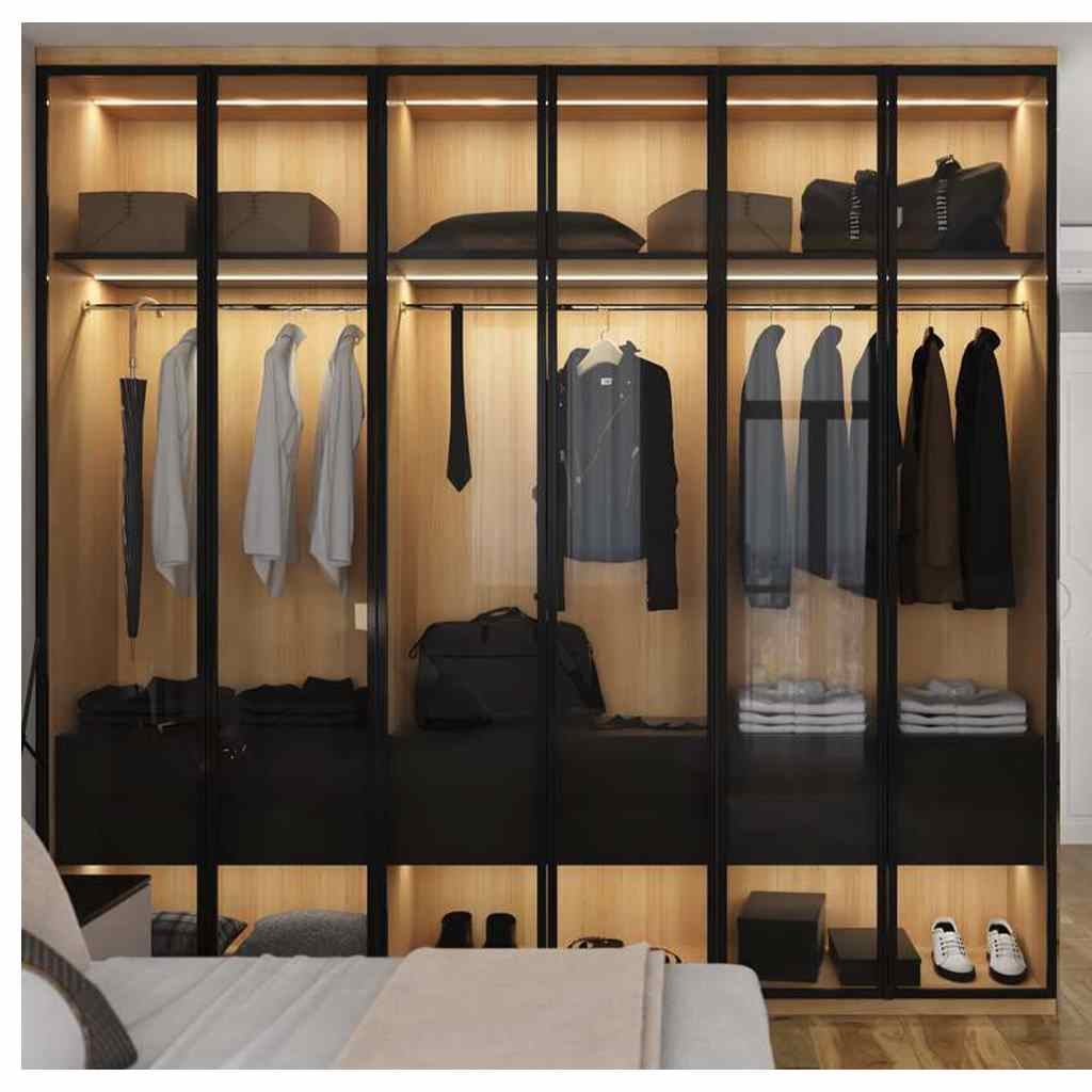 Black and beige Counter Wood dressing room - 240×240×50 cm