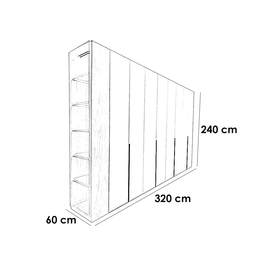 Counter Wood wardrobe with 3 doors, beige and brown - 240x320x60 cm
