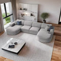 Beech wood and linen U-Shape Sofa - Grey