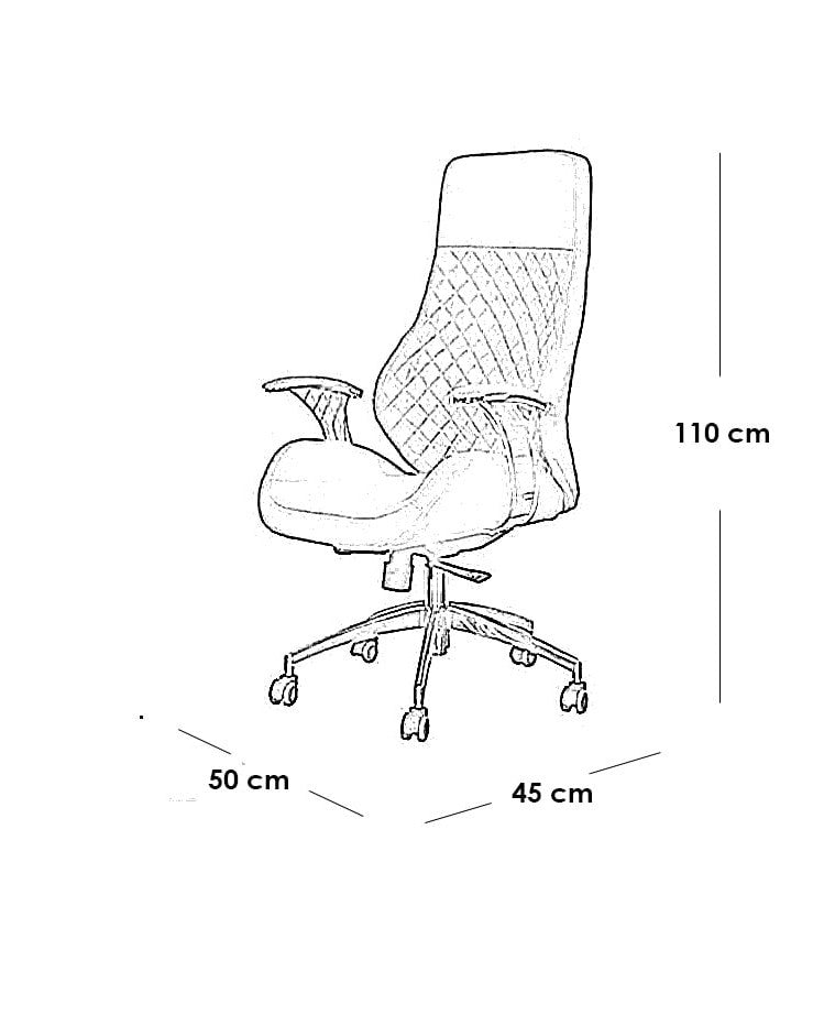 Metal Office Chair - Brown and Silver