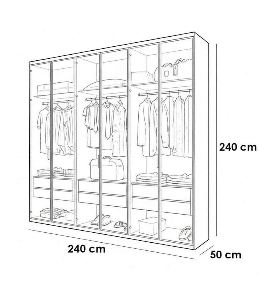 Black and beige Counter Wood dressing room - 240×240×50 cm