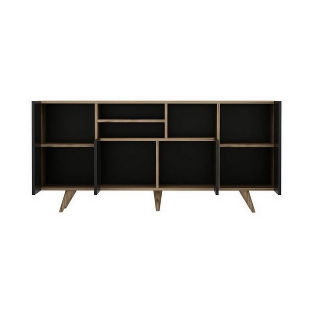counter wood buffet, beige and black - 75 x 42 x 160 cm