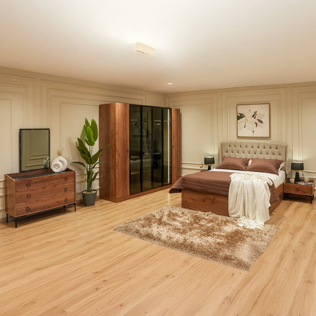 Brown Counter Wood bedroom set - 5 pieces