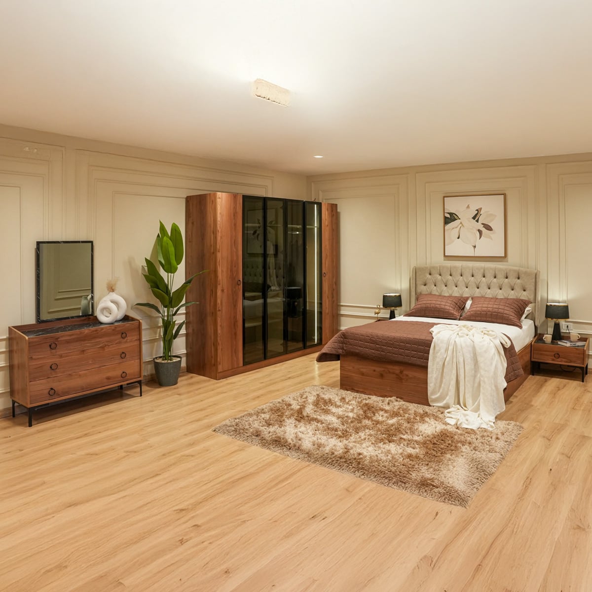 Brown Counter Wood bedroom set - 5 pieces