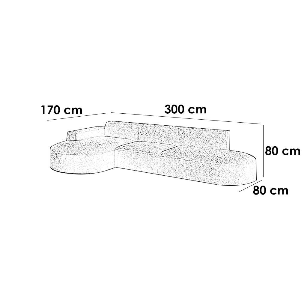 Beech wood and linen L-Shape Sofa - Grey