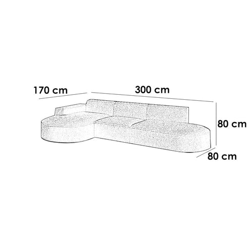 Beech wood and linen L-Shape Sofa - Grey